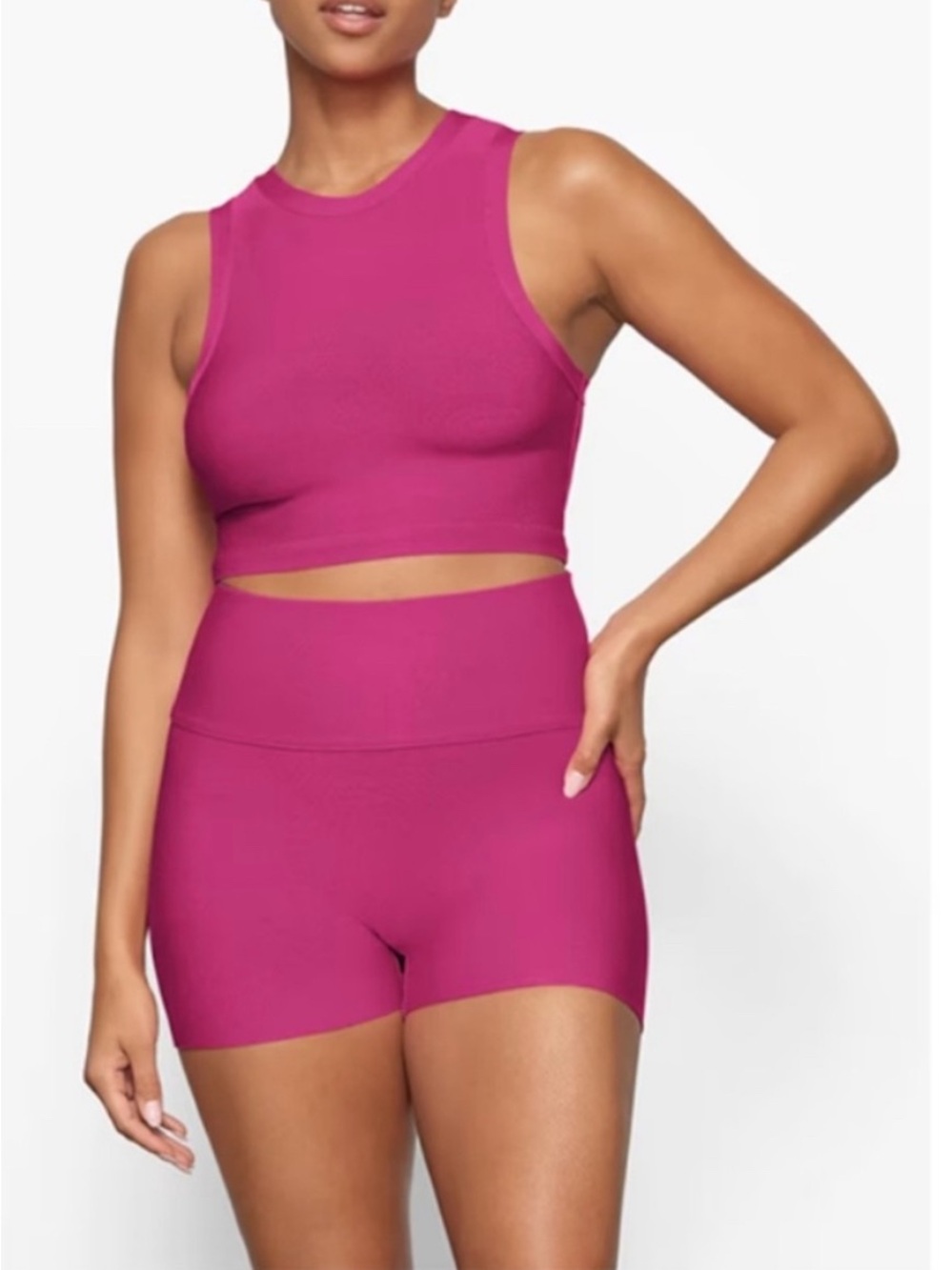 NWT Skims knit swim mid waist short Magenta SM